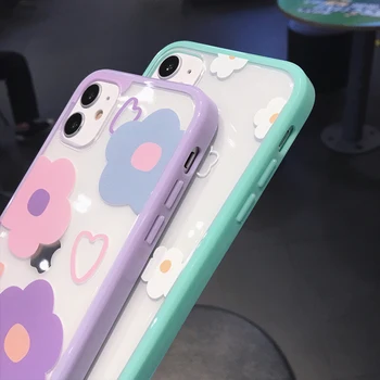 Mielas Animacinių filmų Violetinė Gėlė Skaidrus Telefono dėklas Skirtas iPhone 11 Pro MAX X XS XR 12 Mini 7 8 plus SE 2020 Mados Minkštas Galinį Dangtelį