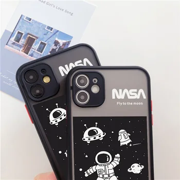 Mielas Astronautas Telefono dėklas Skirtas iPhone 12 Pro 11 Pro Max 7 8 Plus XS Max X 12 Mini XR SE 2020 Aišku, vaizdo Kameros Apsaugos Galinį Dangtelį