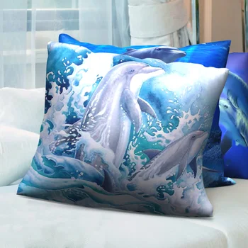Mielas Delfinų Modelis Pagalvėlė Padengti Spalvinga Jūros Pasaulis Pagalvę Padengti Namų Sofos, Automobilių Puošimas Mesti Užvalkalas Namų Pillowcover 45x45cm