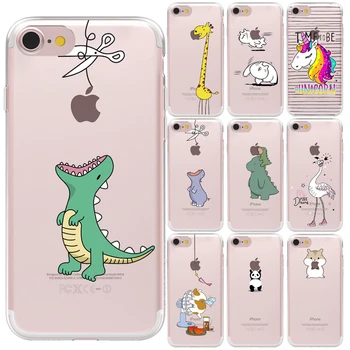 Mielas Gyvūnų Dinozaurų Silikoninis Galinio Dangtelio iPhone 11 12 Pro XS Max X XR 7 8 Plius 5S 6S SE 12Mini Minkštos TPU Rubisafe Telefono dėklas