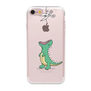 Mielas Gyvūnų Dinozaurų Silikoninis Galinio Dangtelio iPhone 11 12 Pro XS Max X XR 7 8 Plius 5S 6S SE 12Mini Minkštos TPU Rubisafe Telefono dėklas