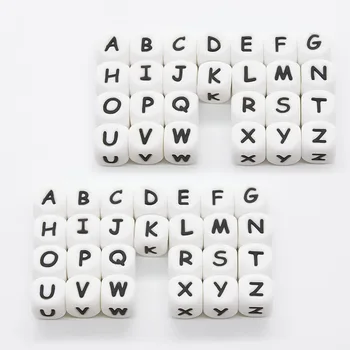 Mielas-Idėja 10vnt silikono anglų abėcėlės raidėmis karoliukų, teether Asmeninį Pavadinimą 