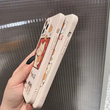 Mielas Japonų Animacinių filmų Pasisekė Katė Telefono dėklas Skirtas iPhone 12 11 Pro Max Xr X Xs Max 7 8 Pulse SE 2020 Atvejais Minkštas Silikoninis Dangtelis