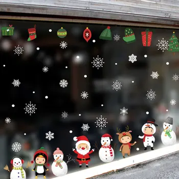 Mielas kalėdų Senį Restoranas Mall Apdailos Sniego Stiklo Sienų, Langų Lipdukus 