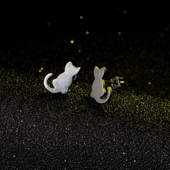 Mielas kačiukas ausies smeigės Mados Mini Aukso Spalvos Nerūdijančio Plieno Katė Stud Auskarai Moterų Minimalistinio Papuošalai, Aksesuarai Dovanos