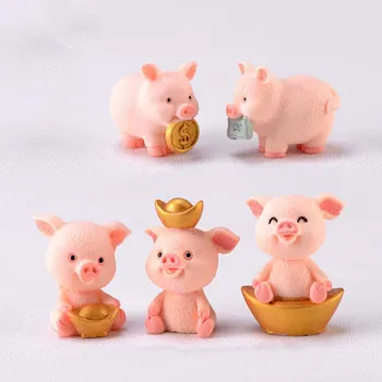 Mielas Likimo Kiaulių Dervos Miniatiūriniai Amatų Kalėdų Pakabukas Pasisekė Piggies Tortas Topper Apdaila 