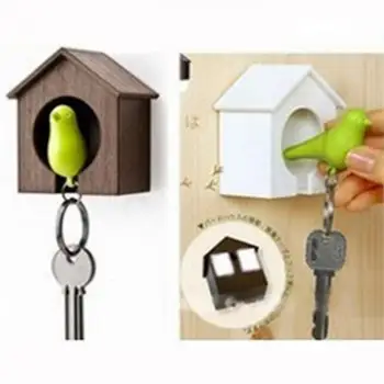 Mielas Paukščių Lizdą-Sparrow House Key Chain Paketų Prižiūrėtojų Raktinę Plastiko, Švilpuko Sienos Laikiklis Mados Mielas Paukštis Formos Raktų Pakabukai