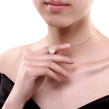 Mielas Sidabro spalvų Papuošalai Paprasta Karšto Mados 10mm Gėlavandenių Perlų Grandinės Karoliai kolye collares bijoux femme