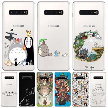 Mielas Totoro Atkakli Toli Ghibli Miyazaki Anime Ne Veido Minkštųjų Aišku, Telefono Dėklas, Skirtas Samsung Glaxy S6 7 8 9 10 Pastaba 8 9 10 Pro 