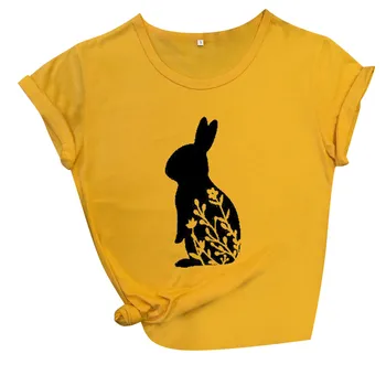 Mielas Triušis Spausdinti Moterų Atsitiktinis Marškinėlius trumpomis Rankovėmis Apvalios Kaklo Moterims Topai Tee Prarasti Moterų Velykų T-shirt harajuku marškinėlius