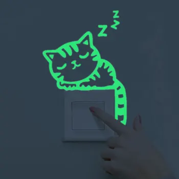 Mielas Šviesos Atidėti katė Jungiklis Lipdukas Švyti Tamsoje Liuminescencinės sienų Lipdukai Vaikas Kambarys kambarį pereiti Namų Puošybai