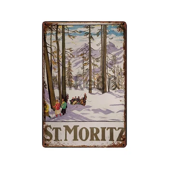 [ Mike86 ] Norvegija St moritz Slidinėjimo Metalo Pasirašyti Vintage Store Retro Geležies Tapybos Cites plakatus 20*30 CM, LT-1838