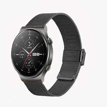 Milano Watchband 22mm Sidabro Nerūdijančio Plieno Dirželis Juostos Pakeitimas Apyrankę, Huawei Žiūrėti GT 2 Pro Smart Žiūrėti