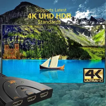 Mini 3 Port HDMI Splitter Adapterio Kabelį 1.4 b 4K*2K 1080P HDMI Switcher Jungiklis 3 in 1 out Port Hub HDTV Xbox PS3, PS4 DVD HDTV