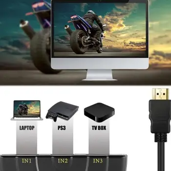 Mini 3 Port HDMI Splitter Adapterio Kabelį 1.4 b 4K*2K 1080P HDMI Switcher Jungiklis 3 in 1 out Port Hub HDTV Xbox PS3, PS4 DVD HDTV