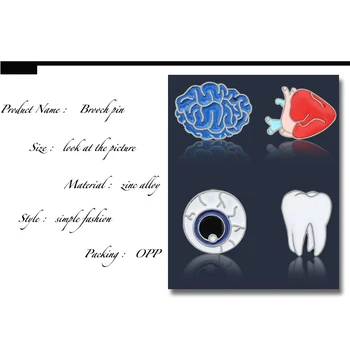 Mini Animacinių Filmų Žmogaus Organų Sagės Vyrai Moterys Akių Medicinos Smegenų Širdies Dantų Emalį Atvartas Smeigtukai Vaikai Kuprinė Metalo Ikonas, Papuošalus