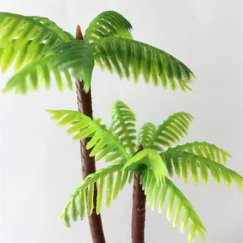 Mini Kokoso Medžio Plastiko Modeliavimas Akvariumas Žalia Netikrą Vandens augalų, Žuvų Bakas akvariumo Augalai, akvariumo reikmenys