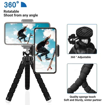 Mini Lanksčia Kempine Aštuonkojai Trikojis 360° Reguliuojamas Kelionės Nešiojamų Kameros Stovas --Suderinamų su Telefonais, Sporto Fotoaparatai