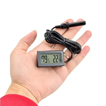 Mini LCD skaitmeninis patalpų termometras temperatūros jutiklis, su drėgmėmačiu drėgmėmačiu, naudojami naminių gyvūnų langelį thermohygrometer 1pc