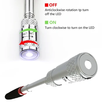 Mini LED Magnetas Teleskopinis Magnetinis Pasiimti Žibintuvėlį, Fakelą Lempos Įlaipinami Atsuktuvas Veržlių Ir Varžtų Rankiniai Įrankiai