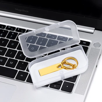 Mini Metalo Key Chain, USB 2.0 Flash Drive 4GB 8GB 16GB 32GB 64GB 128GB Golden Pen Drives Nekilnojamojo Talpos 
