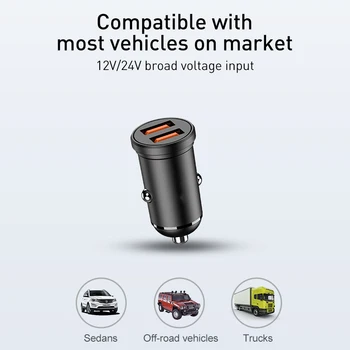 Mini USB Automobilinis Įkroviklis Greitai Įkrauti 4.0 PD 3.0 48W Greito Įkrovimo Kroviklis iPhone 12 Pro 11 