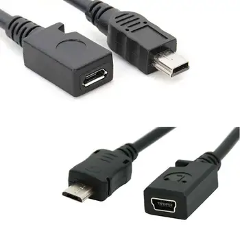 Mini USB male Micro USB B moterų įkroviklis duomenų kabelis adapteris keitiklis įkroviklis duomenų kabelis
