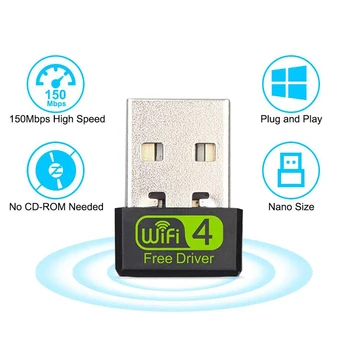 Mini WiFi Adapteris, USB Wi-Fi USB2.0 Adapteriai, Nemokama Vairuotojo Wi Fi Dongle 150Mbps Tinklo plokštė Ethernet Belaidžio ryšio Imtuvas PC