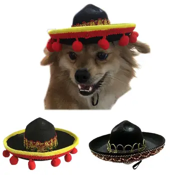 Mini Šunelis Sun Beach Party Hat Šiaudų Skrybėlę, Šuo Meksikos Stiliaus Skrybėlę Šunims Ir Katėms Įdomus Šiaudų Sombrero Skrybėlę Priedai