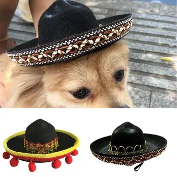 Mini Šunelis Sun Beach Party Hat Šiaudų Skrybėlę, Šuo Meksikos Stiliaus Skrybėlę Šunims Ir Katėms Įdomus Šiaudų Sombrero Skrybėlę Priedai