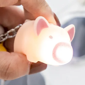 Mini Žavinga Kiaulių Keychain LED Šviesos Garso Animacinių filmų Kiaulių Raktų Žiedas TT@88