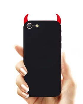 Minkštas Silikoninis Juodas Raudonas Atveju Velnias Ragus Demonas Kampo gaubtas, skirtas 