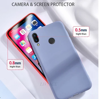 Mobiliųjų atveju, huawei y9 y7 y6 premjero pro 2019 originalus skystu silikonu telefono dėklai huawei p smart 2019 plus soft galinį dangtelį