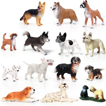 Modeliavimo Mini Naminių Šunų Figūrėlių, Mielas Buldogas Kolis Haskis Gyvūnų Modelio Statulėlės Žaislas Vaikams