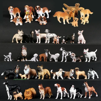 Modeliavimo Plastiko Retriveris,Bull Terjeras,Kolis,Saint Bernard Šunų Šeimos Gyvūnų Modelio Paveikslas Kolekcines Šunų Žaislai vaikams