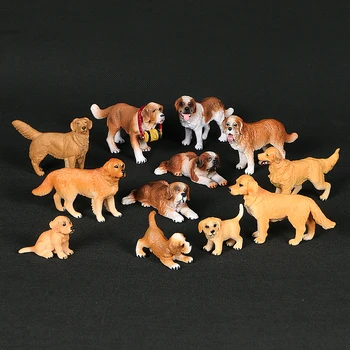 Modeliavimo Plastiko Retriveris,Bull Terjeras,Kolis,Saint Bernard Šunų Šeimos Gyvūnų Modelio Paveikslas Kolekcines Šunų Žaislai vaikams