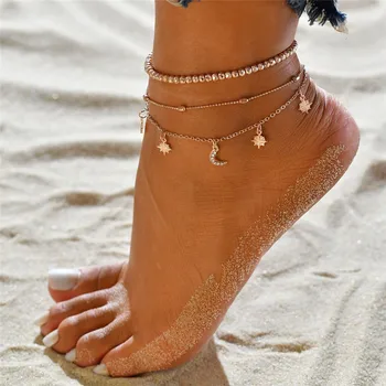 Modyle Bohemijos Karoliukai Kulkšnies Apyrankę Moterų Kojų Grandinės Turas Kutas Anklet Derliaus Kojos Papuošalai, Aksesuarai