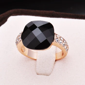 MOONROCY Black Crystal Žiedai, Rožė Aukso / Sidabro Spalvos Kvadratą Kristalų Žiedai Moterims, Dovana Dropshipping Juvelyriniai dirbiniai Didmeninė