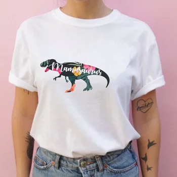 Moteriškų Rūbų Mados Vasaros Dinozaurų Mama Gyvenime Gėlių Gėlių Tee Marškinėliai T Moteriška Moteris Viršuje Ponios Atsitiktinis Spausdinti Drabužius T-shirt