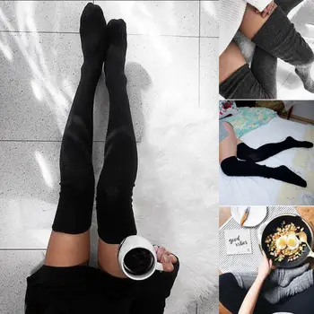 Moterys, Merginos Kabelis Megzti Extra Ilga Įkrovos Socking Per Kelio Aukštakulniais Šiltą Kojinę Mados Moteriški Apatiniai