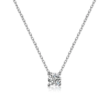 Moterų 925 Sterlingas Sidabro Cirkonis Karoliai Šviečia Aikštėje Diamond Choker Karoliai Šalies Elegantiškas Mados Juvelyrika
