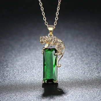 Moterų Asmenybės Karoliai Žalias Kvadratas Cirkonis Pakabukas Karoliai Perdavėjas, Leopardas Karoliai Mados Fine Jewelry
