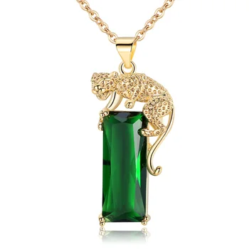 Moterų Asmenybės Karoliai Žalias Kvadratas Cirkonis Pakabukas Karoliai Perdavėjas, Leopardas Karoliai Mados Fine Jewelry