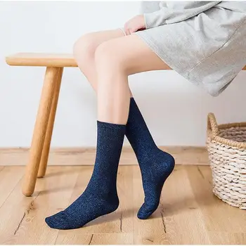 Moterų kojinės pavasarį ir rudenį, aukso, sidabro, šilko megztos kojinės kvėpuojantis blizgučiai spalvos blizgantys mados moterų kojinės