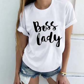 Moterų Marškinėlius Harajuku Viršūnes Bosas Laiškas Spausdinti Lady Marškinėliai Juokinga Madinga T-shirt Laisvalaikio Mada Estetinės Marškinėlius Moterų Marškinėliai