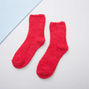 Moterų miego kojinės žiemos namuose storio saldainiai spalvos moteriškos kojinės pusę vilnos vamzdis kojinės koralų Minkšta Lova, vilnos grindų kojinės носки