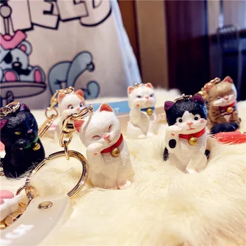 Moterų mielas pasisekė katė keychains Animacinių filmų kačiukas lėlės Klavišą grandinės su Virvelę Vaikams, žaislas Automobilis Pakabukas maišelį, Raktų žiedas mergina llaveros
