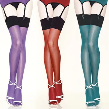 Moterų Multi-color Naftos Spindi blizga aukštakulniais kojinės Seksualus ponios collant lolita Blizgučiai Blizgesio kojų, Šonkaulių, Viršuje Nepermatomas