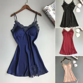 Moterų Seksualių Nėrinių Rankovių Šilko Lingerie Sleepwear naktiniai drabužiai Vasaros Apdaras Babydoll Suknelė Nightdress 2020 Karšto pardavimo moteris