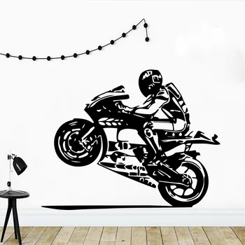 Motociklo Vairuotojas Siena Lipdukas Šalmo Moto Gp Paauglių Berniukų Kambarių Dekoravimo Lipdukai, Sienų Lipdukai, Vinilo Namų Dailės Freskos